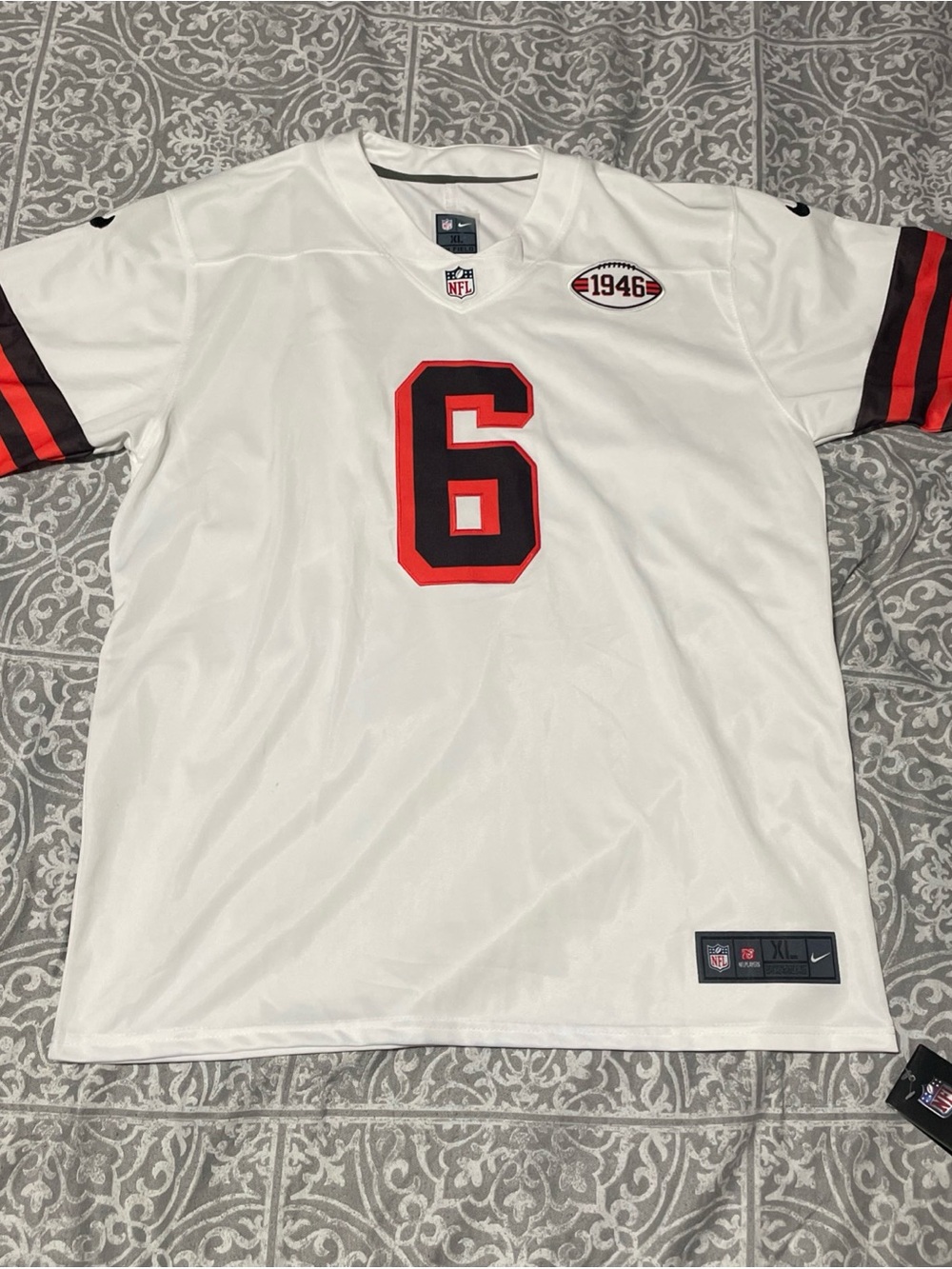 NFL White #6 Men’s Jersey with Red and Black Accents 2021 (A3)